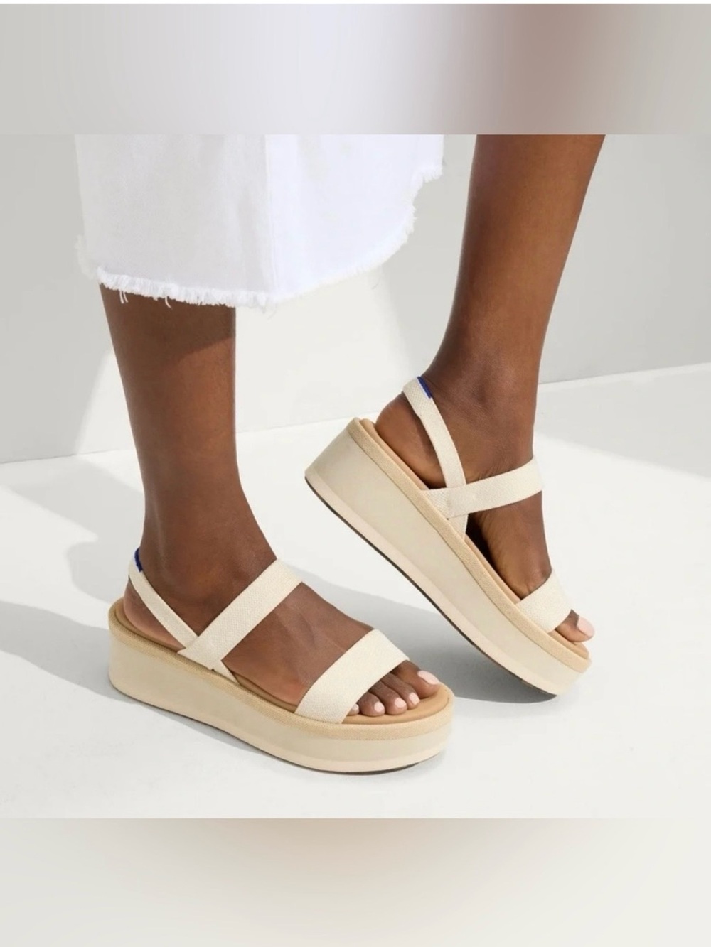 Rothy's Lightweight Wedge Sandals in Salt Color Women's Size 8.5